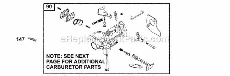 Carburetor Group Diagram and Parts List for  Briggs and Stratton Engine